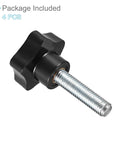 Star Clamping Knobs M12 X 50mm With 48mm Heads For Lathe Machinery Black 4 Piece Thumb Screw Hand Knobs, one knob with threaded stud