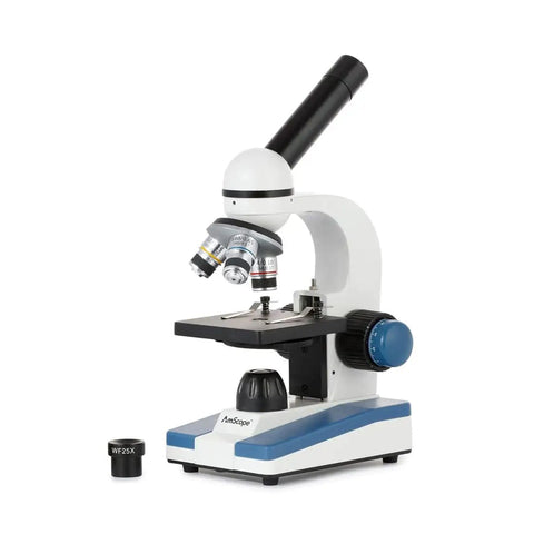 Student Biological Compound Microscope With Cordless LED Illumination, 40X To 1000X Magnification, all-metal frame, optical glass lenses