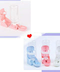Two Pcs 17oz Silent Water Bottle For Small Animals With Leak Proof Spout Keeps Your Bed Dry Perfect For Rabbits And Guinea Pigs. Pink and blue designs.