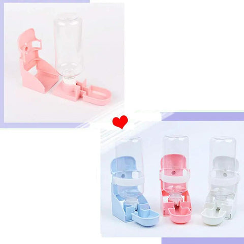 Two Pcs 17oz Silent Water Bottle For Small Animals With Leak Proof Spout Keeps Your Bed Dry Perfect For Rabbits And Guinea Pigs. Pink and blue designs.