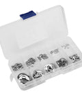 Open case of Stainless Steel E Clips And Retaining Rings Kit For Shafts And Housings, Snap Ring Assortment in compartments
