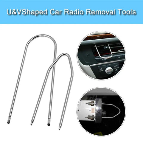 Heavy Duty 4 Piece Car Radio Pry Tool Set With 2 U Shaped And 2 V Shaped Stainless Steel Tools for radio disassembly