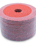 Ceramic Resin Fiber Discs To Crush Welds And Polish Metal Surfaces Fast 4-1/2 Inch 36 Grit stacked discs with 7/8 inch arbor.
