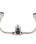 Double Nozzle Eyewash Station Faucet Mounted for Lab Factory and Office Sinks, 304 stainless steel, dual nozzles visible