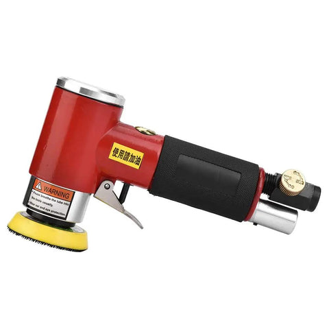 2 Inch Pneumatic Angle Grinder with rubber grip, features a yellow polishing pad for metal work and steady operation.