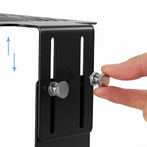 Close-up of Hassle Free Adjustable Stainless Steel Coffee Weighing Rack For Electronic Scale with adjustable knobs.