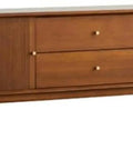 Top Shelf Retro TV Stand Featuring Two Spacious Drawers And Dual Wood Locker Doors Paired With Heavy Duty Media Console.