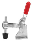 Heavy Duty Vertical Toggle Clamp Quick Release Handle For Welding with zinc plated steel frame and red handle.