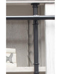Close-up of the slick industrial steel frame of the Heavy Duty 8 Ft Tall Wood Bookcase With Distressed White Oak Finish.