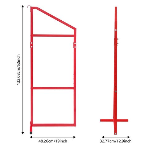 Side and front view of Four Piece 52 By 19 Inch Red Industrial Shelf Brackets For Beefy Heavy Duty Storage And Organization