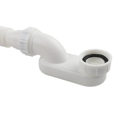 Flexible Rubber Drain Trap With G1-1/2 Threaded Ends For Bathtub Drain Applications And Straightforward Integration, close-up view of connector.