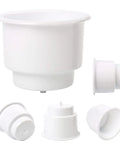 All Weather Boat Cup Holder Set With Drain Insert White Four Pack Durable Marine Plastic Drink Holders For Boats And Pontoon
