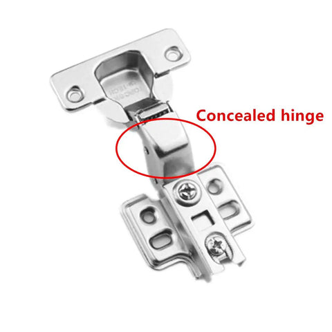Concealed hinge from a two pack, 35mm soft close design made of rust proof steel for kitchen cupboard hardware installation.