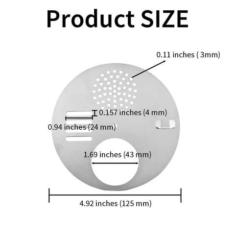 4-Pack Stainless Steel Bee Hive Entrance Discs, 4.92 Inch Diameter, size diagram showing multiple diameter measurements