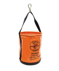 Bright Orange Vinyl Tool Bucket With Swivel Snap And Web Handle 12 Inch Diameter 100 Pound Load Rating Water Resistant Lineman Bucket