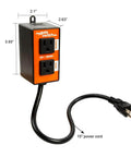 O'SKOOL PTA08 automatic vacuum switch, orange panel, black housing, dual 15A/120VAC outlets (TOOL/VAC), 15 in cord