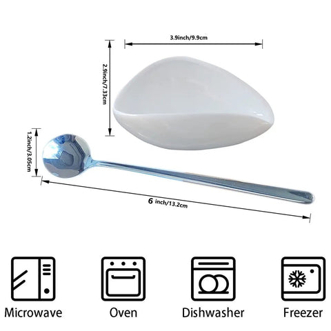 Ceramic Spoon Rest and Stainless Steel Stirrer Holder for Coffee and Tea Spoons, Mini Coffee Station Countertop Organizer, with dimensions
