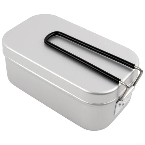 Ultralight Aluminum Camping Cookware Set 2-In-1 Grab-And-Go Lunch Box with Kettle, compact with folding handle for hiking