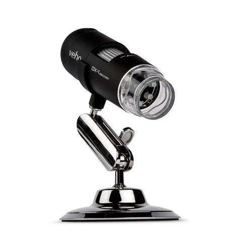 USB Digital Microscope With 2 MP HD CMOS Lens, 1920x1080 Video, 100x To 200x Magnification, Photo And Video Capture, Adjustable Stand, LED Lighting, MicroCapture Software, Windows And Mac Compatible on adjustable stand with LED lights