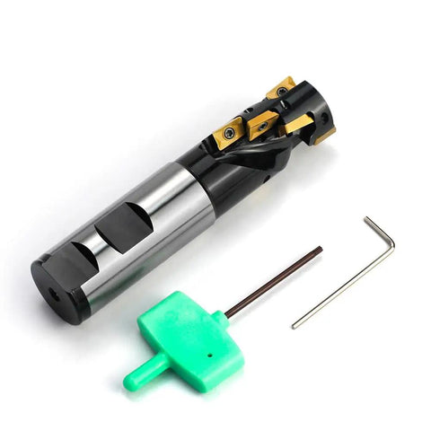 Heavy Duty 1 Inch Shank Indexable End Mill For Rugged Milling, 1 Inch Cutting Diameter, TiN Coated Carbide Inserts APKT1003
