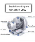 Heavy Duty Regenerative Vortex Blower With A Tight Aluminum Housing And Badass Copper Motor Delivering Straight Up Industrial Suction And Dead Solid Air Pressure For Any Rough Job Or Workshop Setup diagram with parts labeled.