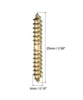 Knockout Set Of 24 Heavy Duty Hanger Bolts And Double Ended Dowel Screws With Self Tapping Threads For Solid Wood Jobs, 25mm long.