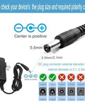 Illustration of Budget Friendly 24V DC 1A Power Supply Adapter For LED Strips And CCTV Cameras, 100-240V AC Input To 24V DC 24W, 5.5mm X 2.5mm Plug, showing plug measurements and compatibility options.