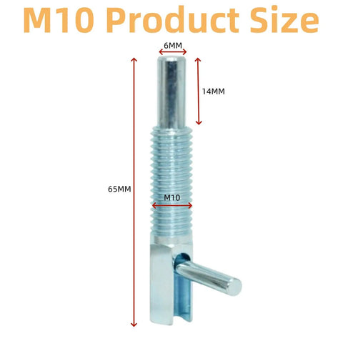 M10 Stainless Steel Heavy Duty Retractable Indexing Plunger Pin, sizes marked, ideal for precision fixturing.