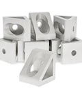 Pile of Two Hole Aluminum Inside Corner Gusset L Brackets for 80 To 20 15 Series Extrusion Compatible With T Slot Framing