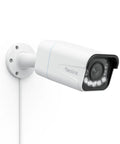 4K PoE Outdoor Security Cam With 123 Degree Field Of View And 5X Optical Zoom mounted on wall