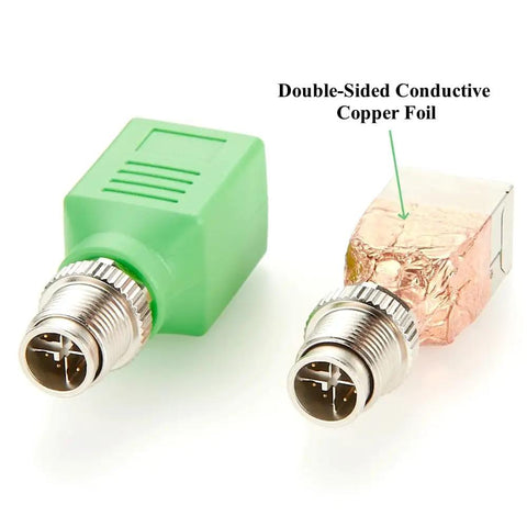 M12 X Coded 8 Pin To RJ45 Adapter with double-sided conductive copper foil