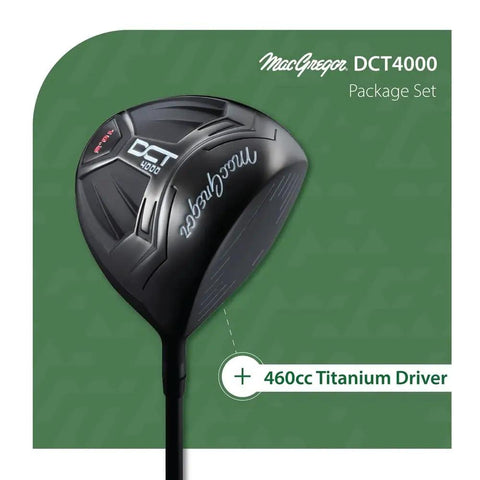 DCT4000 16 Piece Golf Club Set With Bag For Right Hand Players, 460cc Titanium Driver, close-up view on green background