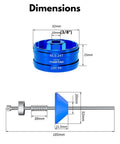 Dimensions of 16-Notch 44mm And 12 24-Notch 46mm External Bottom Bracket Removal Tool, showing size and components in blue and silver.