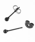 316L Surgical Steel Black Ball Stud Earrings Set for Men and Women Hypoallergenic Nickel Free Cartilage Ear Rings Three Pairs of 3mm Ball Studs Go To Everyday Wear Minimalist Ear Jewelry, black stud earrings with butterfly backs