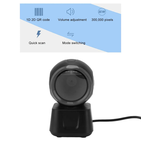 Desktop Barcode Scanner 1D 2D QR Omnidirectional Automatic USB Reader For Retail Supermarkets And Shops Plug And Play Setup