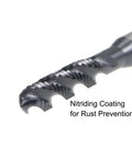 Close-up of M5 x 0.8 Spiral Flute Tap For Metric Threads With HSS Nitriding Coated Finish showing spiral flute and round shank.