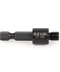 Close-up of hex shank drill bit for All-In-One Wood Threaded Inserts Installation Kit with Brass 400 M8 Knife Thread Inserts.