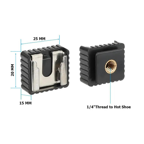 Game Changer 19 Piece Camera Screw Mount Kit Featuring Smooth 1 4 3 8 And 5 8 Thread Converters Plus Cold Shoe Adapter for 1/4" thread to hot shoe.