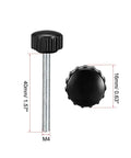 2 Pack M4 X 40mm Knurled Thumb Screws Zinc Plated Carbon Steel Clamping Knobs With Heavy Duty Grip Lock It Down Tight For Shop Rigs And Weekend Build Projects, black color with dimensions shown.
