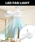 Quiet Operations Ceiling Fan With Integrated LED Light For Various Living Room Bedroom Enhancing Comfortable featuring a white design and five blades.