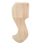Side view of a hand carved solid wood furniture leg from set of 4 for coffee table sofa and TV cabinet, rubber wood natural grain finish.