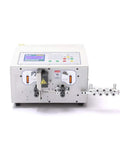 Heavy Duty Automatic Cable Wire Cutting And Stripping Machine AWG 32 To 11 with control panel and output feed.