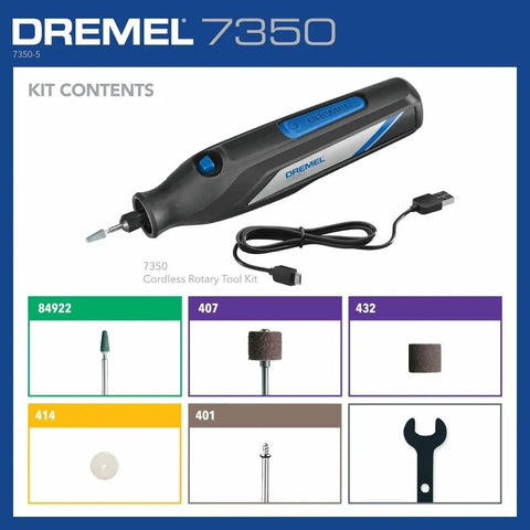 Cordless Rotary Tool Kit With USB C Battery And 5 Accessories, 12000 RPM, includes assorted attachments and a USB cable