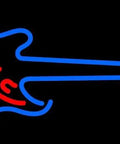 Guitar 1 LED Neon Sign With Dimmer, 13 Inches Tall By 32 Inches Wide, Black Square Cut Acrylic Backing, Dope Indoor Light Display