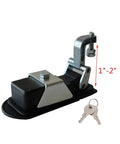 Front view of black powder-coated zinc alloy 2-piece sealed compression latch with flush mount, lever, and keys