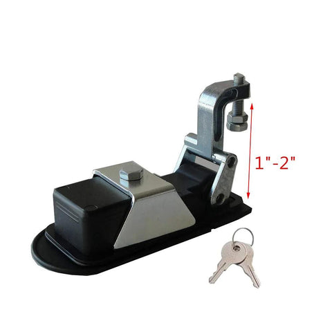 Front view of black powder-coated zinc alloy 2-piece sealed compression latch with flush mount, lever, and keys