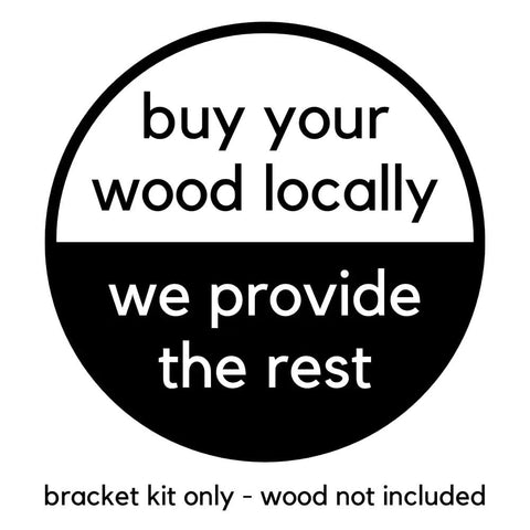 Attached Pergola Bracket Kit With Roof Rafters For 6x6 Posts And 2x6 Beams graphic with text "buy your wood locally, we provide the rest."