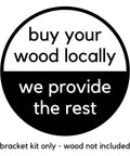 Freestanding Pergola Bracket Kit With Slatted Roof For DIY Backyard Build, message about buying wood locally and kit details.
