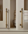 Antique Brass Cabinet Pulls Set Of 10 5 Inch Hole Center on white cupboard doors in kitchen