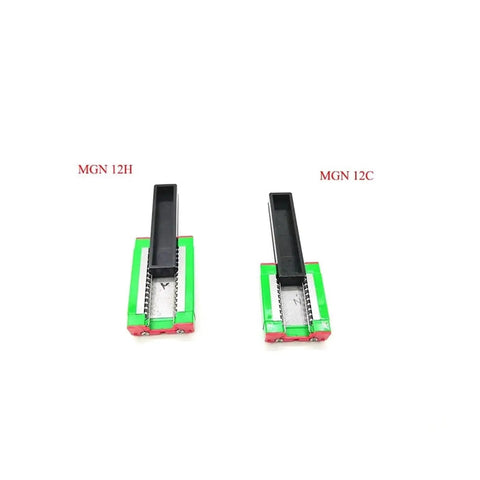 Mgn12 Linear Guide Rail Slide 550mm Metal Motion Slider For Automation And Diy Cnc Builds showing MGN 12H and MGN 12C carriages on a white background.